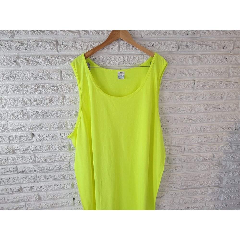 Pro Club Mens Shirt 5XL Tank Long Fluorescent Yellow Activewear YEL25E - Picture 3 of 7